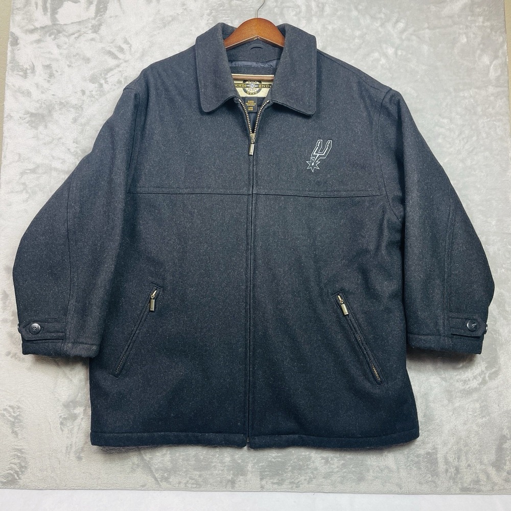North End San Antonio Spurs NBA Jacket Mens Large Dark Gray Lined Wool